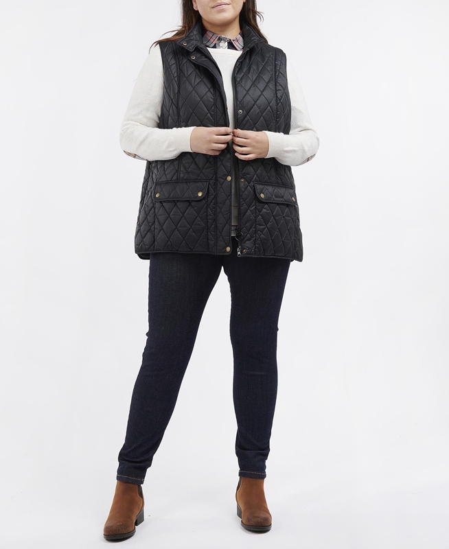 Women's Barbour Plus Otterburn Vest Black | AFQD-41976