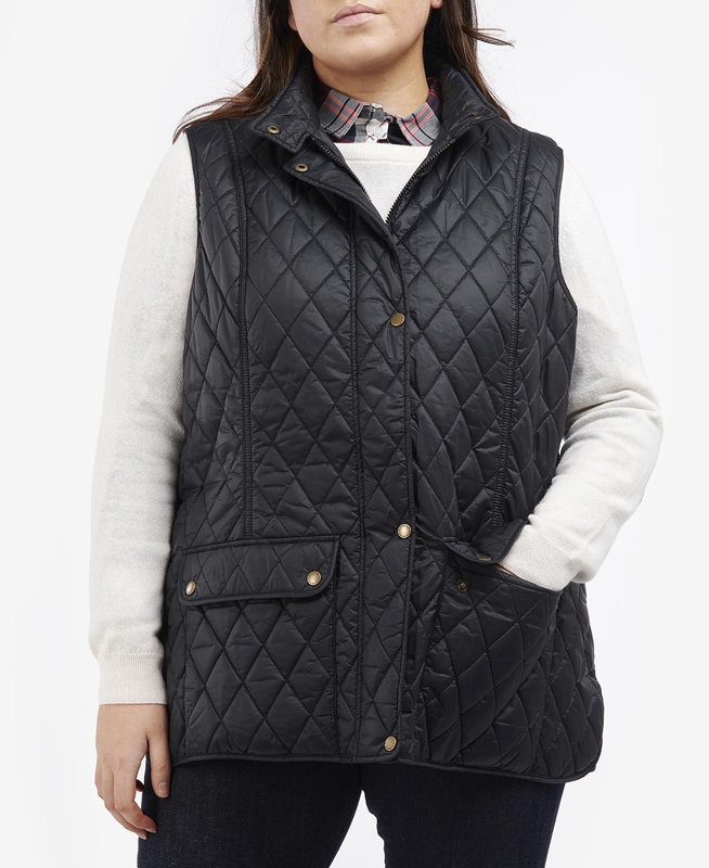 Women\'s Barbour Plus Otterburn Vest Black | AFQD-41976