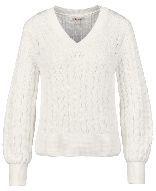 Women's Barbour Primrose Knit Sweaters White | IPRH-91758