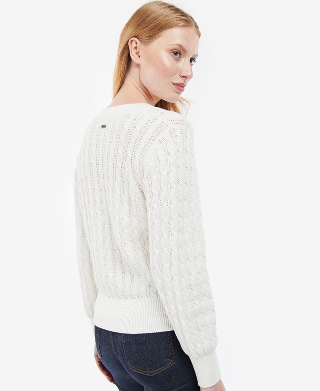 Women's Barbour Primrose Knit Sweaters White | IPRH-91758