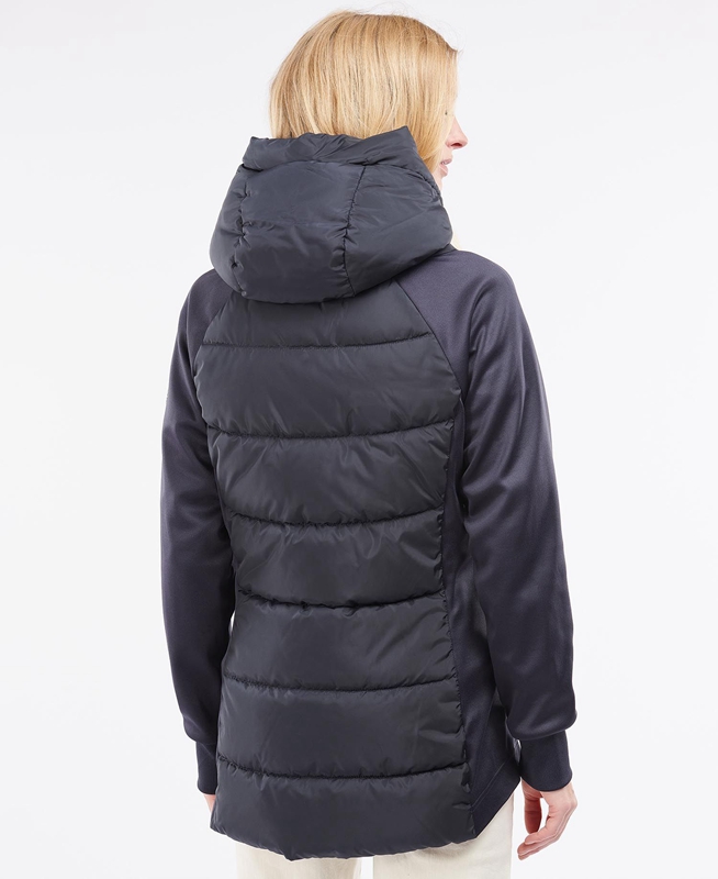 Women's Barbour Reedley Quilted Sweatshirts Navy | QZJY-01284