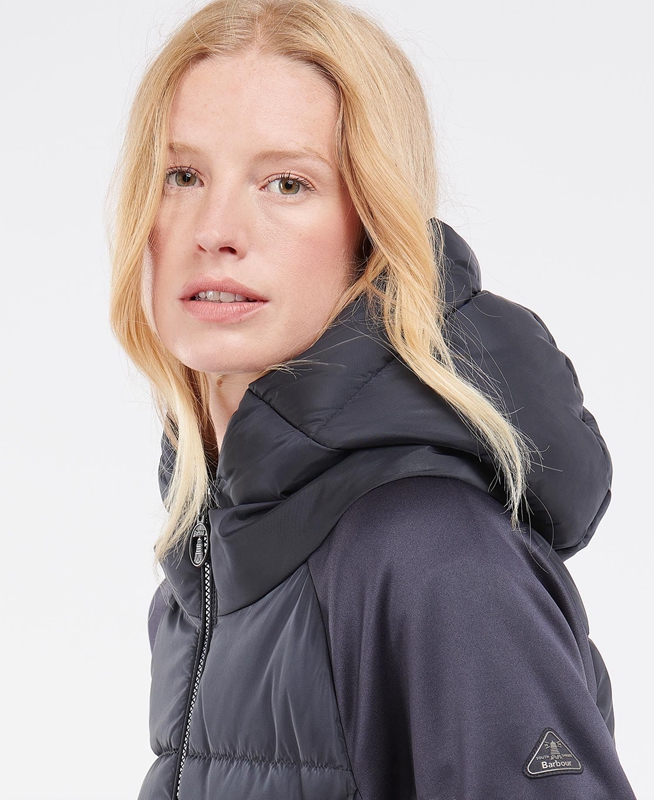 Women's Barbour Reedley Quilted Sweatshirts Navy | QZJY-01284