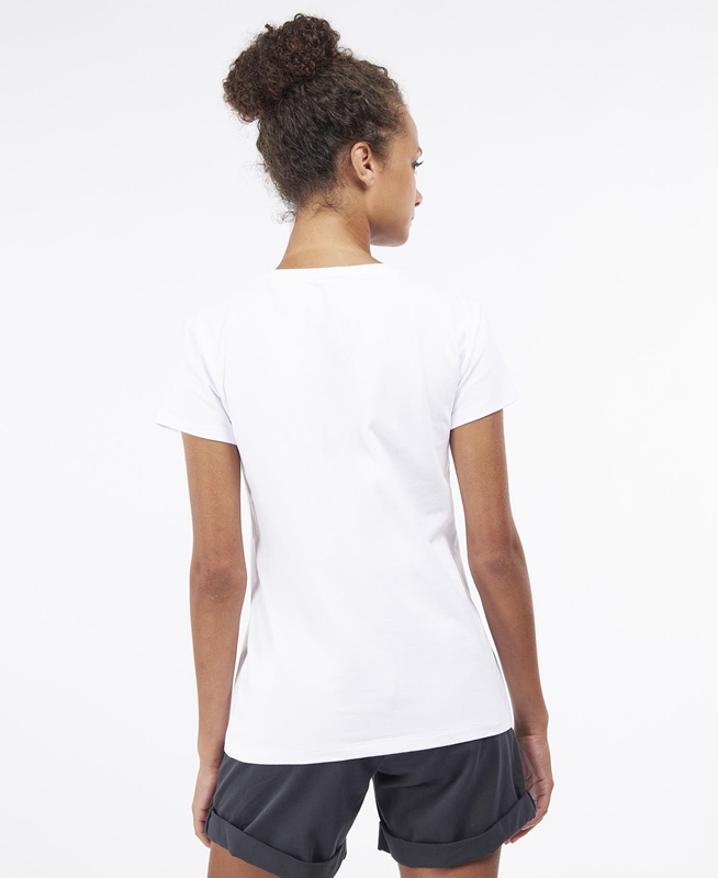 Women's Barbour Rowen T Shirts White | OTBE-61403