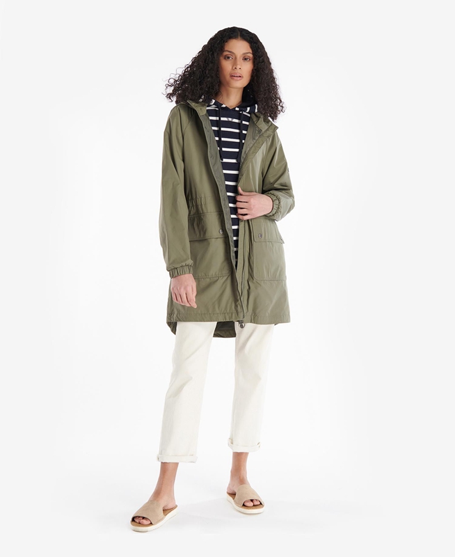 Women's Barbour Sea Daisy Showerproof Casual Jackets Olive | JPDC-69214