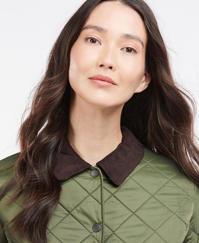 Women's Barbour Steppjacke Deveron Polarquilt Quilted Jackets Green | RKDX-87453