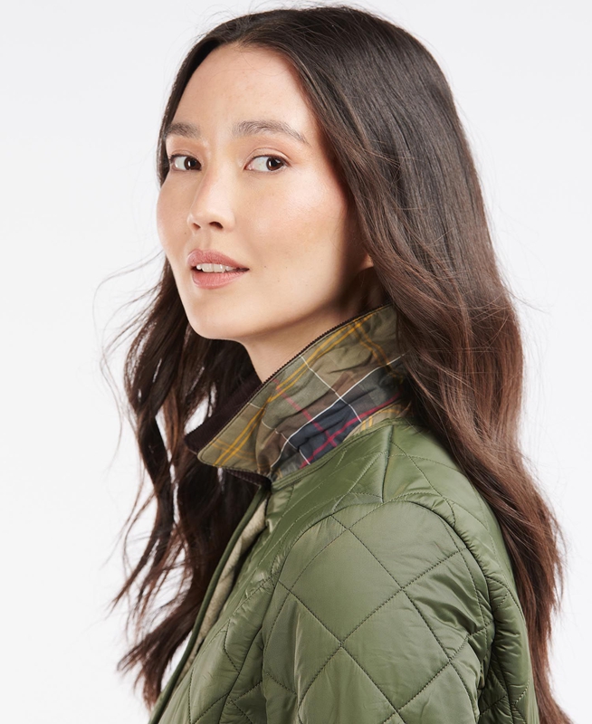 Women's Barbour Steppjacke Deveron Polarquilt Quilted Jackets Green | RKDX-87453