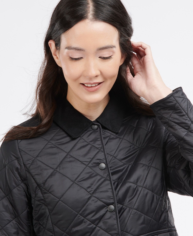 Women's Barbour Steppjacke Deveron Polarquilt Quilted Jackets Black | TIHZ-69405