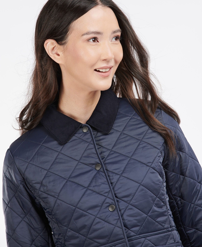 Women's Barbour Steppjacke Deveron Polarquilt Quilted Jackets Blue | UVMF-26397