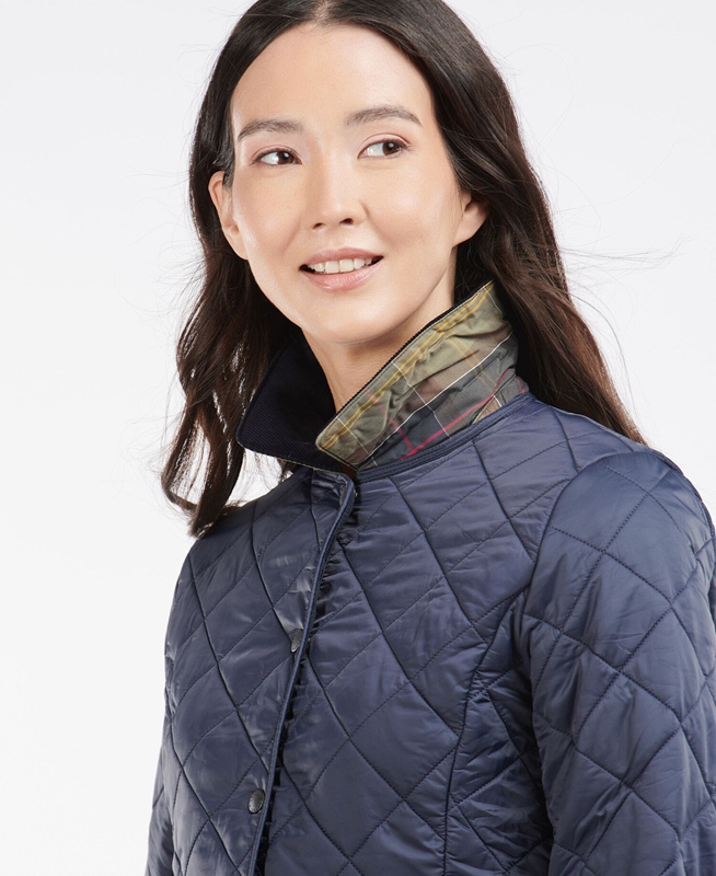 Women's Barbour Steppjacke Deveron Polarquilt Quilted Jackets Blue | UVMF-26397