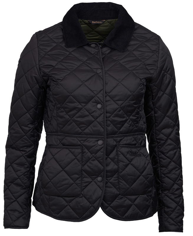 Women's Barbour Steppjacke Deveron Quilted Jackets Black | QVIK-31486