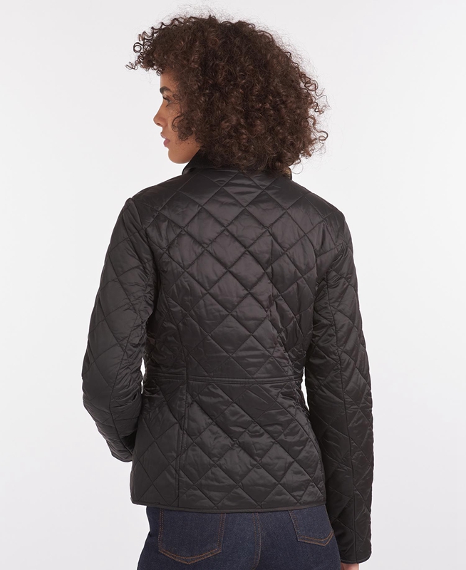 Women's Barbour Steppjacke Deveron Quilted Jackets Black | QVIK-31486