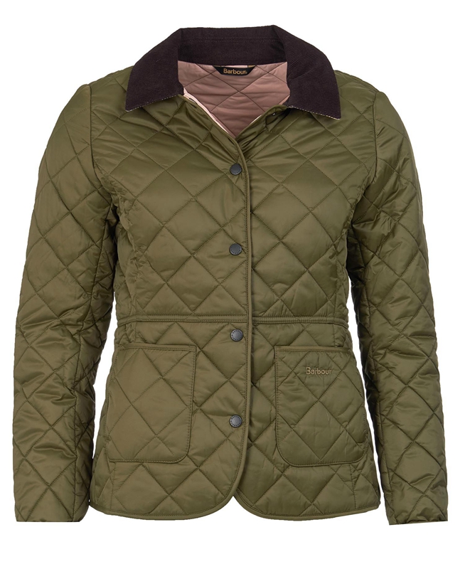 Women's Barbour Steppjacke Deveron Quilted Jackets Olive | SYBC-73128