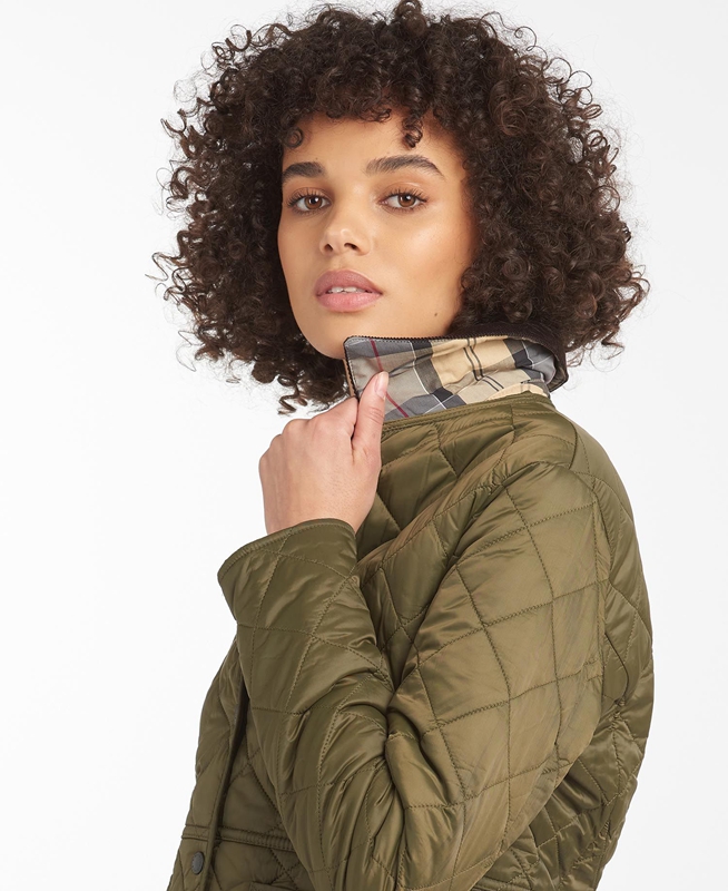 Women's Barbour Steppjacke Deveron Quilted Jackets Olive | SYBC-73128