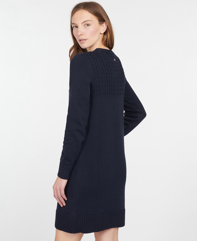 Women's Barbour Stitch Guernsey Dress Navy | OTPU-61359