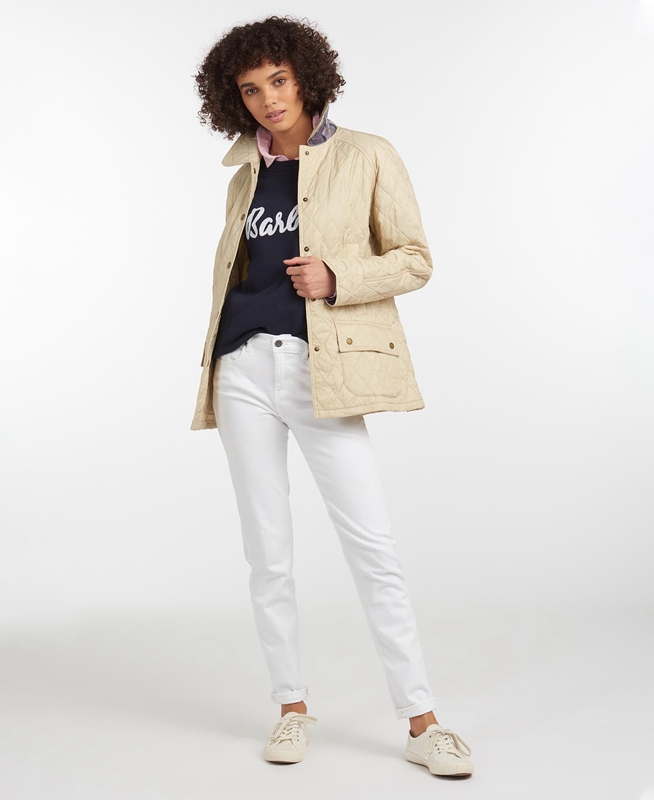 Women's Barbour Summer Beadnell Quilted Jackets Cream | LKEI-39416