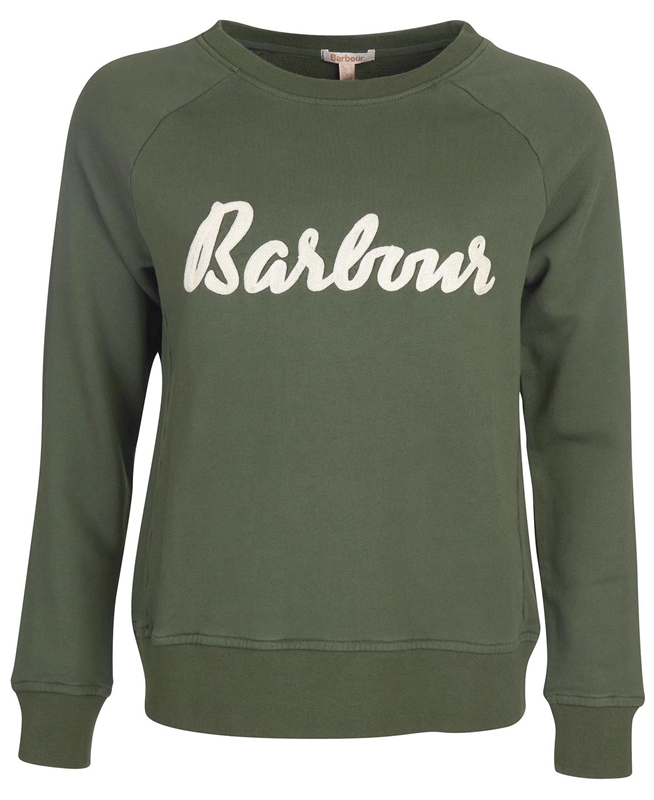 Women's Barbour Sweatshirt Otterburn Sweatshirts Olive | SZMJ-25467