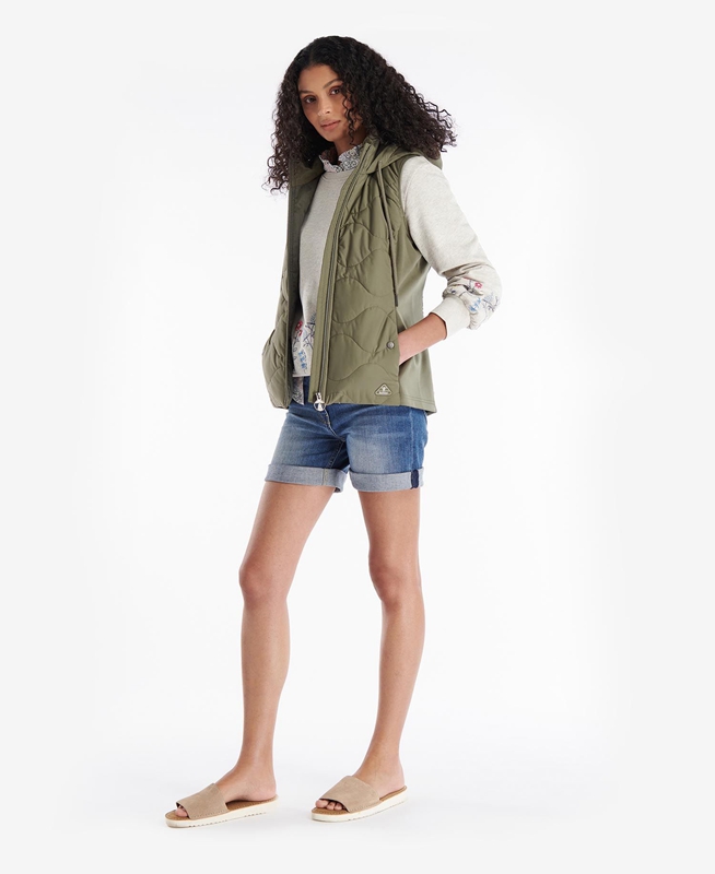 Women's Barbour Thrift Quilted Sweatshirts Olive | QOWP-58061