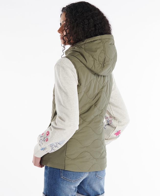 Women's Barbour Thrift Quilted Sweatshirts Olive | QOWP-58061