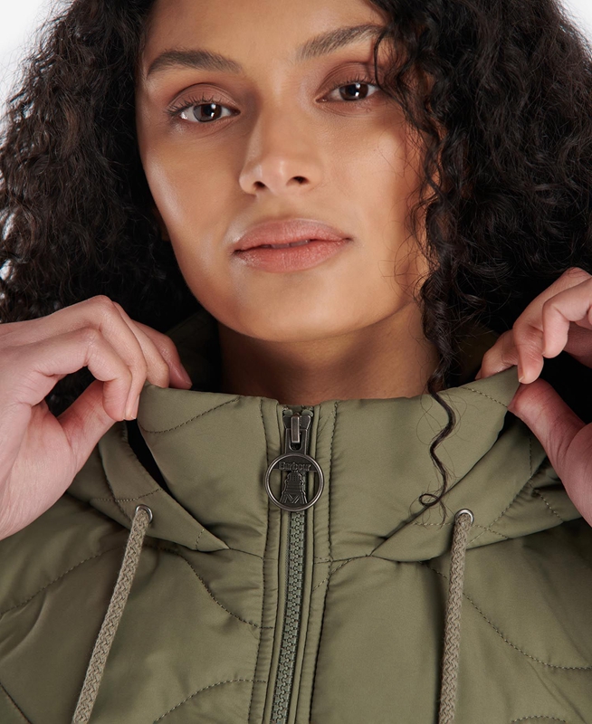 Women's Barbour Thrift Quilted Sweatshirts Olive | QOWP-58061