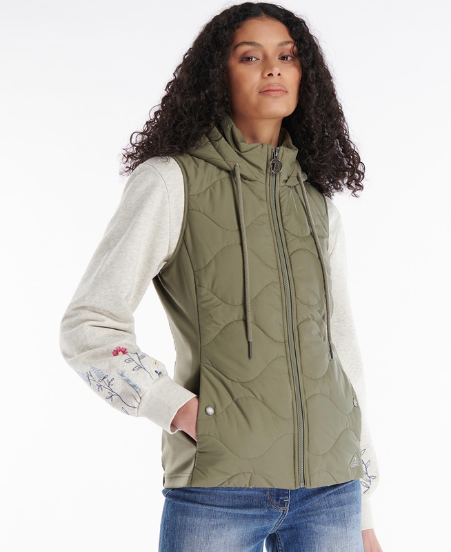 Women\'s Barbour Thrift Quilted Sweatshirts Olive | QOWP-58061