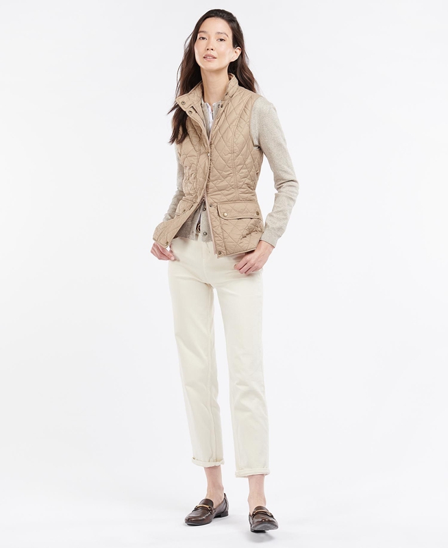 Women's Barbour Weste Otterburn Vest Beige | UMHY-80695