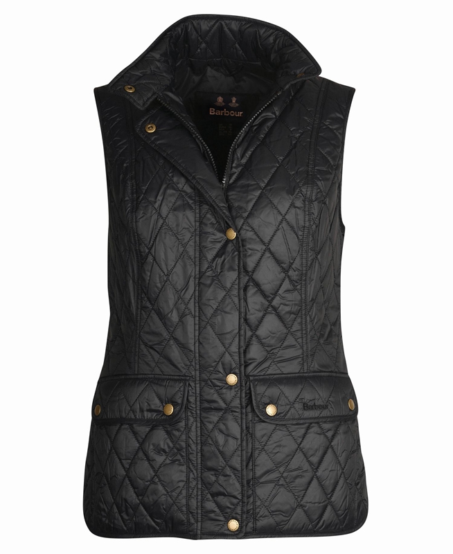 Women's Barbour Weste Otterburn Vest Black | KEAT-01839