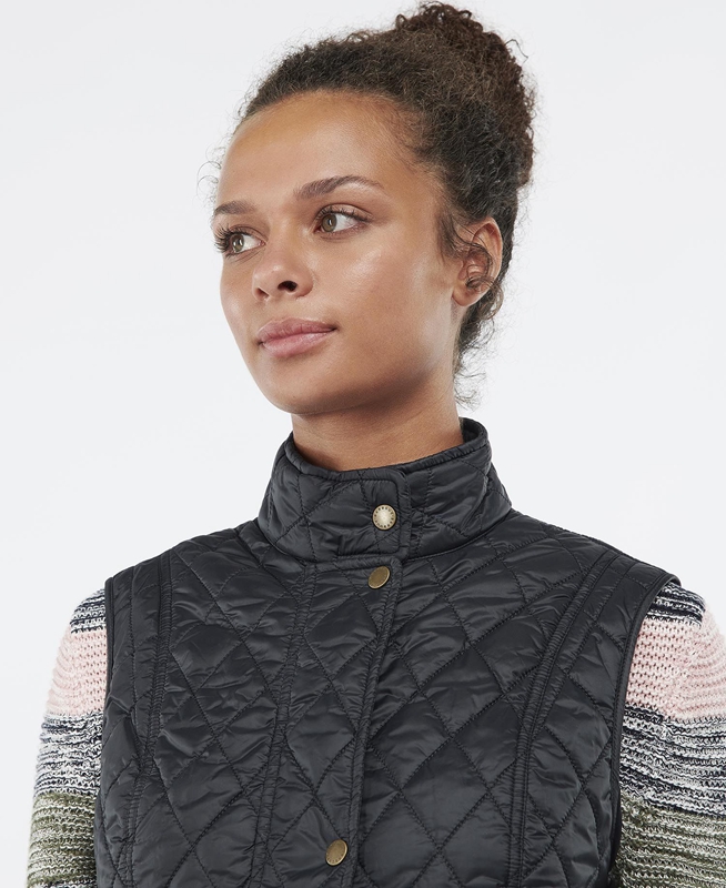 Women's Barbour Weste Otterburn Vest Black | KEAT-01839