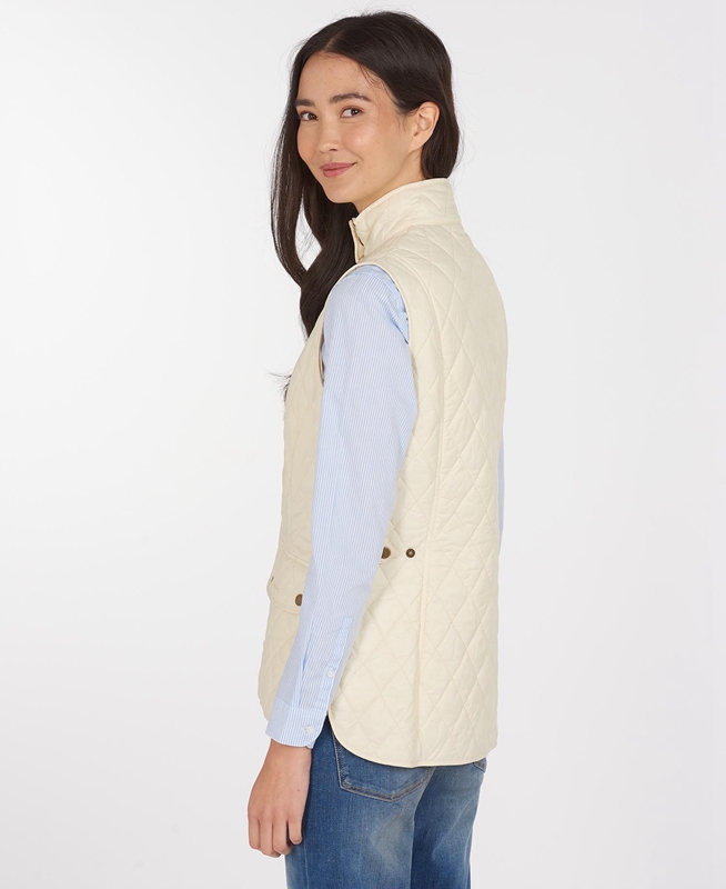 Women's Barbour Weste Otterburn Vest Cream | ZFKC-47983