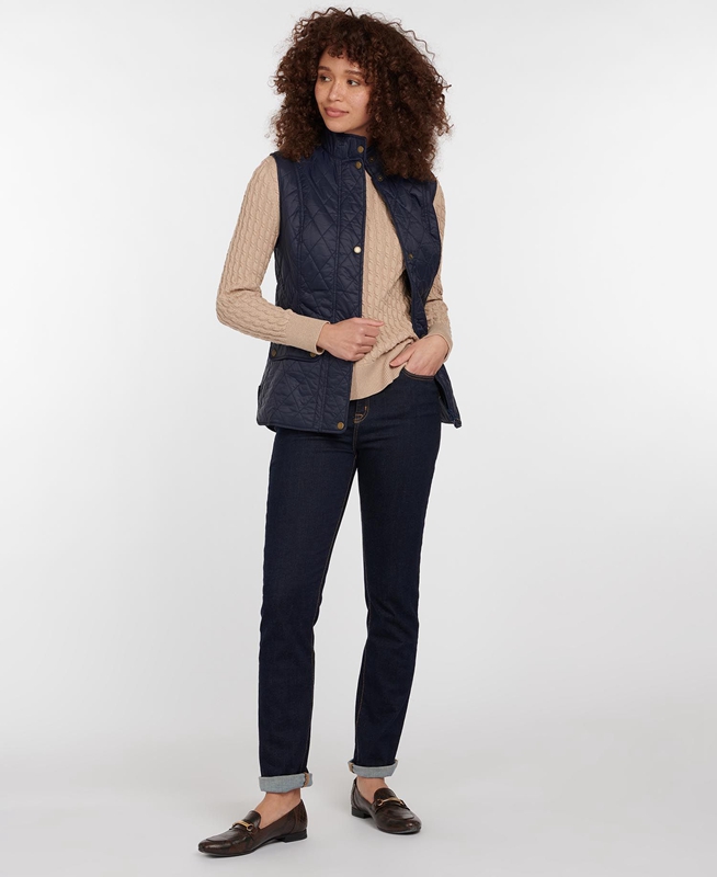 Women's Barbour Weste Otterburn Vest Navy | BAUV-64891