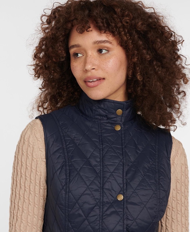 Women's Barbour Weste Otterburn Vest Navy | BAUV-64891