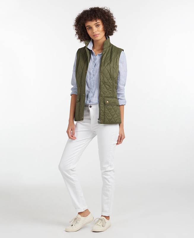 Women's Barbour Weste Otterburn Vest Olive | RFVY-40817