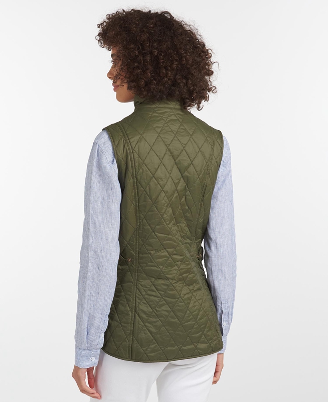 Women's Barbour Weste Otterburn Vest Olive | RFVY-40817