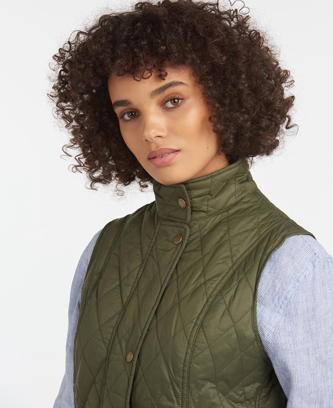 Women's Barbour Weste Otterburn Vest Olive | RFVY-40817