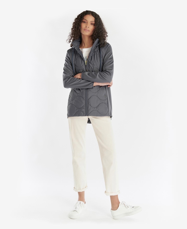 Women's Barbour Willowherb Quilted Sweatshirts Grey | IUDH-06397