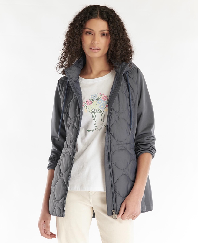 Women's Barbour Willowherb Quilted Sweatshirts Grey | IUDH-06397