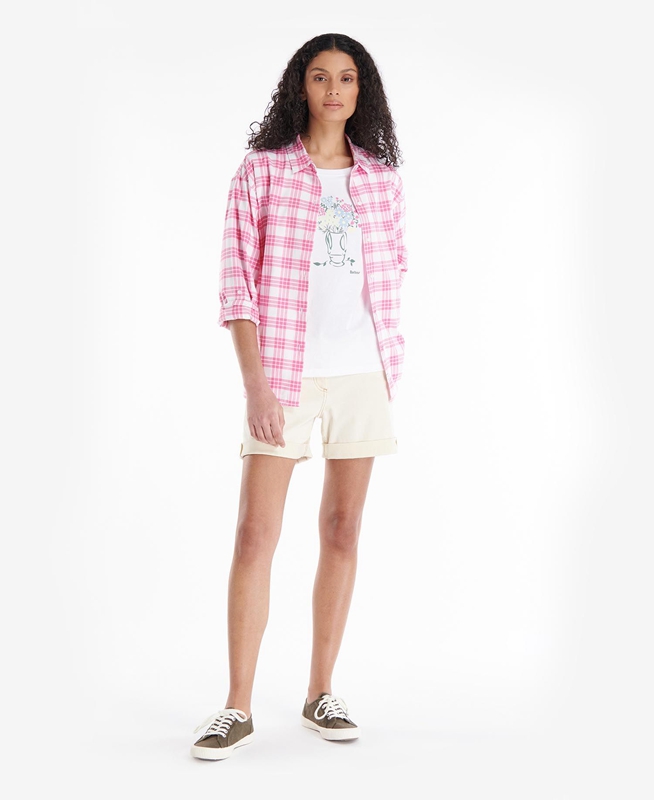 Women's Barbour Willowherb Shirts Pink | BVMH-36852