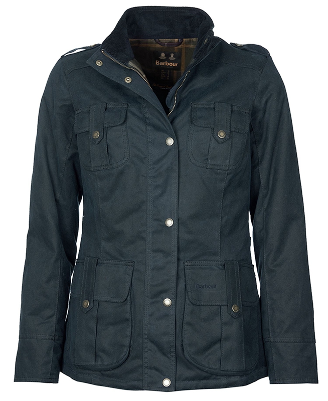 Women's Barbour Winter Defence Waxed Jackets Blue | JRKB-91375