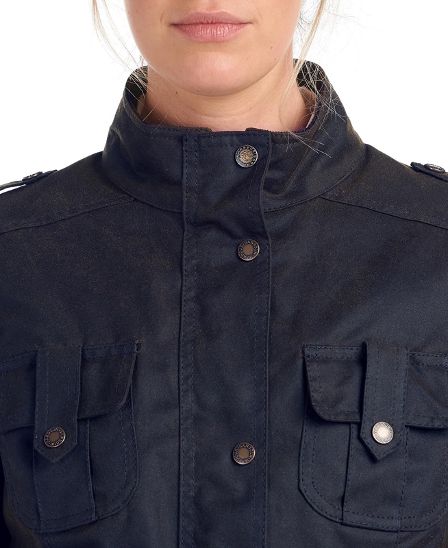 Women's Barbour Winter Defence Waxed Jackets Blue | JRKB-91375